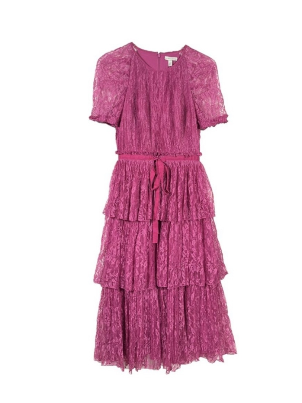 NEVER WORN Monique Lhuillier Tiered Lace Midi Dress
